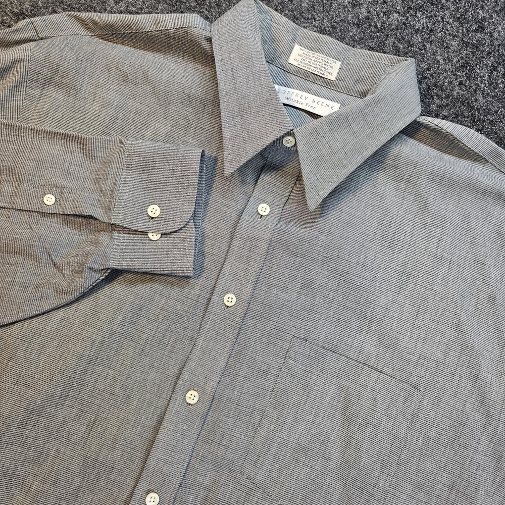 Geoffrey Beene Men's 18 34/35 Gray Wrinkle Free Button Up Dress Shirt